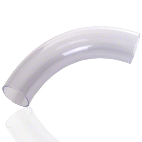 PVC U Transparent Bogen 90&deg; in DIN Abmessung, Stutzenausf&uuml;hrung